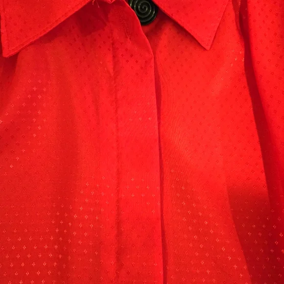 Red Long Sleeve Blouse by Cape Cod, Subtle Design, Size Medium - Picture 6 of 9